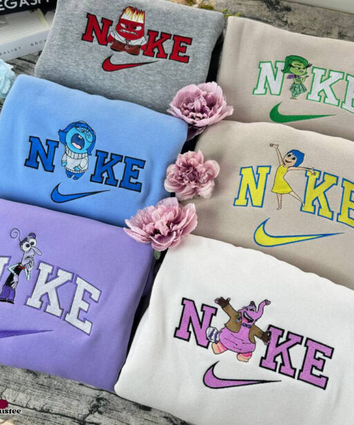 Cute Inside Out Emotions Nike Embroidered Sweatshirt, Nike Embroidery Matching