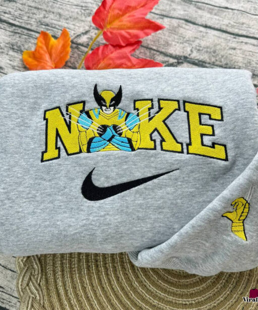 Deadpool And Wolverine Nike Embroidered Sweatshirts , Nike Embroidery Matching