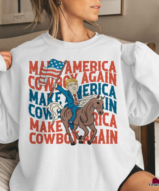 Make America Cowboy Again Trump 2024 T Shirt, Trump For President Shirt, Trump Maga T Shirt