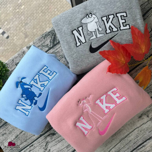 Cute The Pink Panther Show Nike Embroidered Sweatshirts, Nike Embroidery Matching Sweatshirts