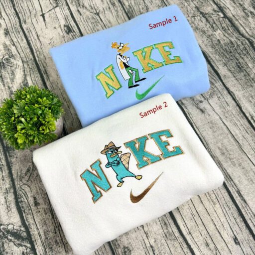 Perry The Platypus And Dr. Doofenshmirtz Nike Embroidered Sweatshirts, Gift For Your Friends , Nike Embroidery