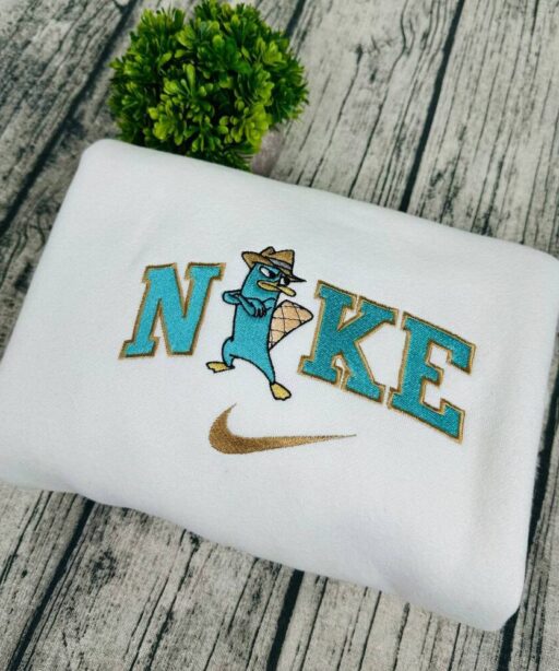 Perry The Platypus And Dr. Doofenshmirtz Nike Embroidered Sweatshirts, Gift For Your Friends , Nike Embroidery