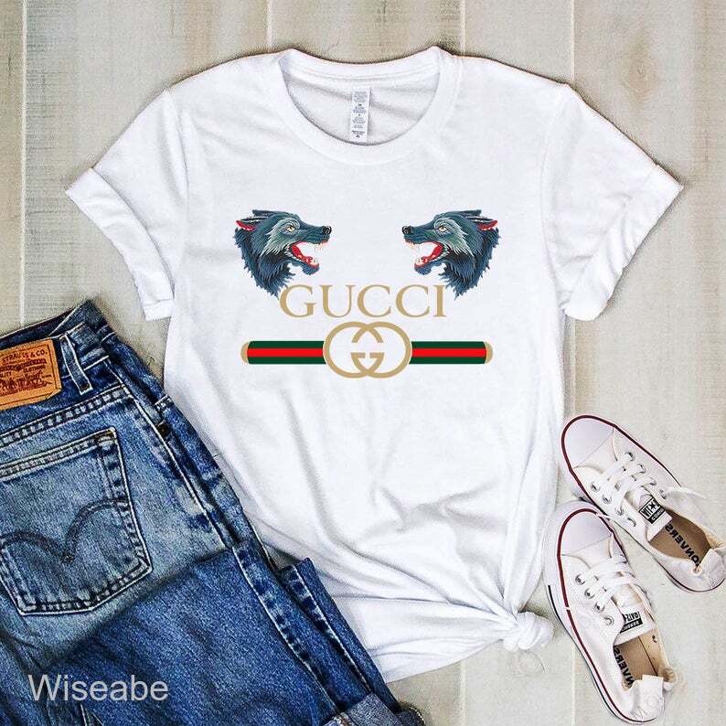 Double Wolves Gucci T-Shirt, Cheap Gucci Shirt For Women - Wiseabe Apparels