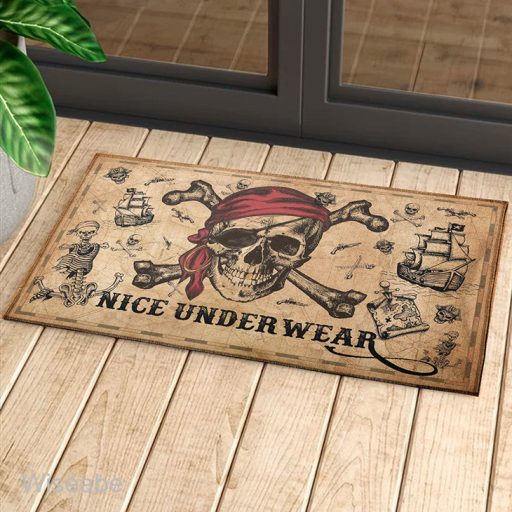 Pirate Skull Nice Underwear Halloween Doormat, Halloween Front Door Decoration