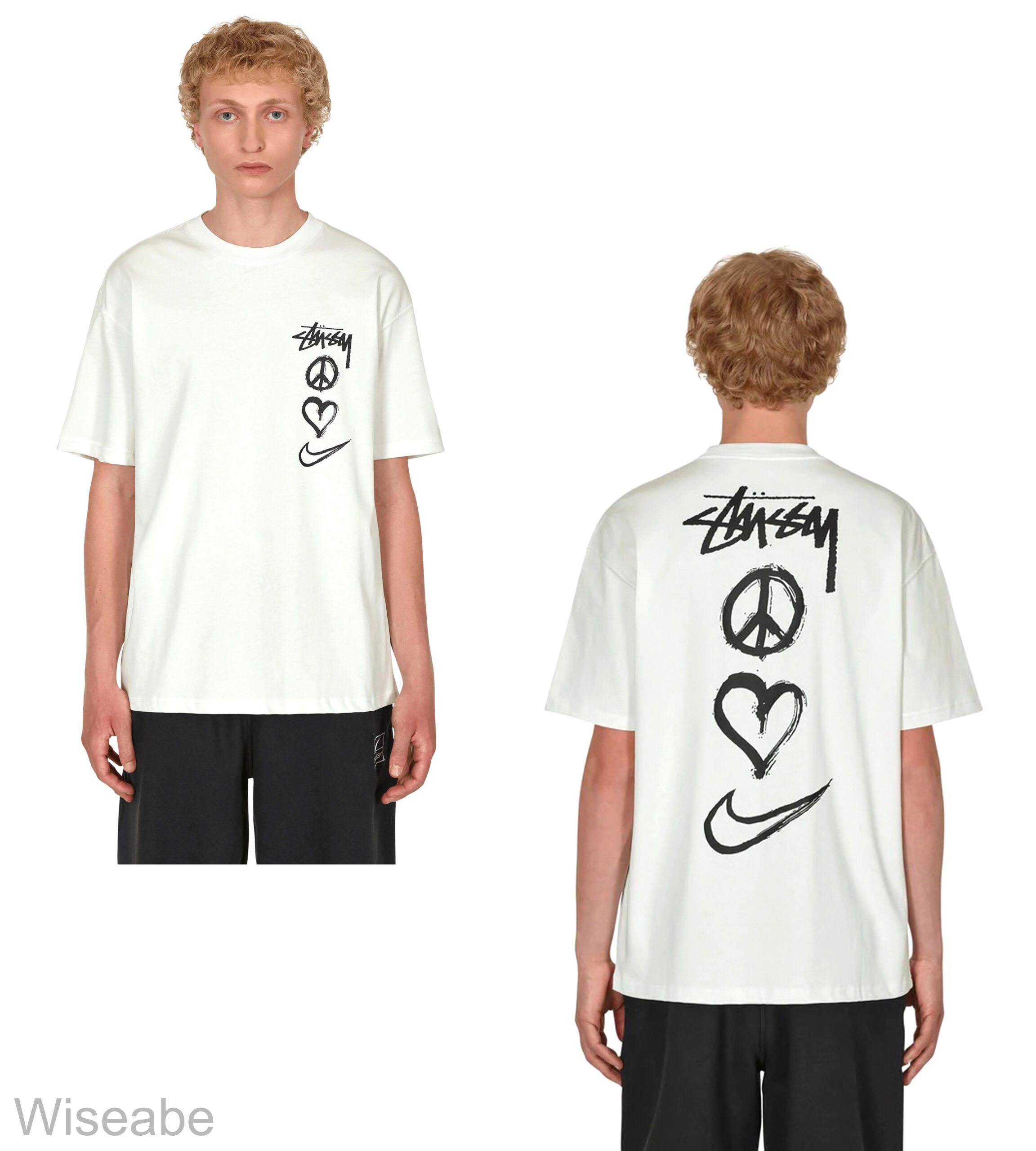 Nike X Stussy Peace Love Swoosh Shirt, Cheap Nike Shirts - Wiseabe 