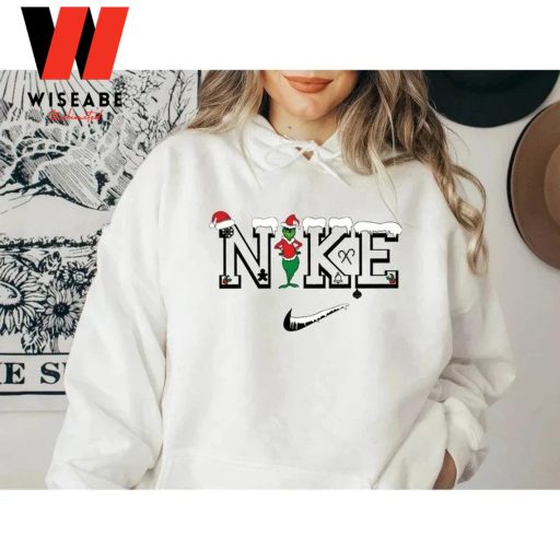 Cheap Grinch Santa Hat Frozen Nike Christmas Sweatshirt