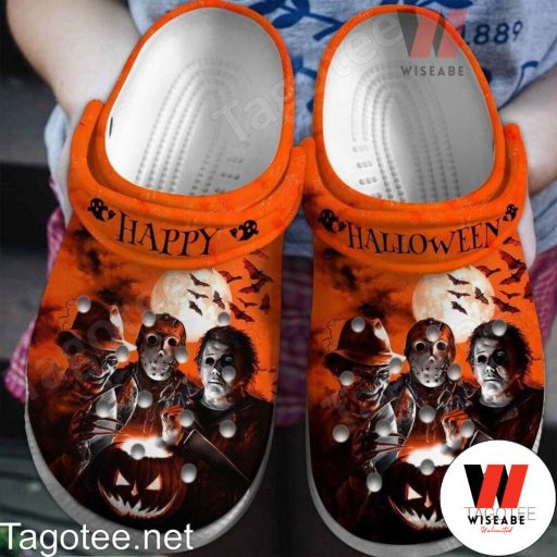 Orange Horror Characters Halloween Crocs, Halloween Gifts For Adults