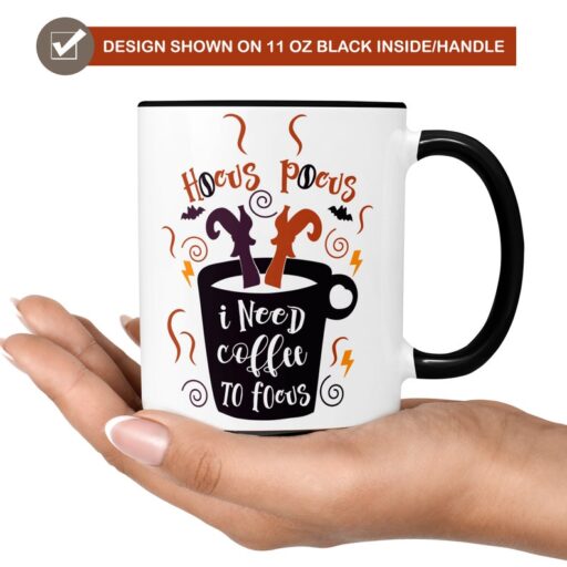 Hocus Pocus Coffee Mug, I Need Coffee To Focus Witch Halloween Mug