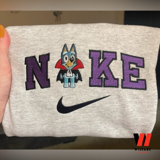 Bluey X Nike Embroidered Sweatshirt, Bluey Halloween Embroidered Sweatshirt, Halloween Gift