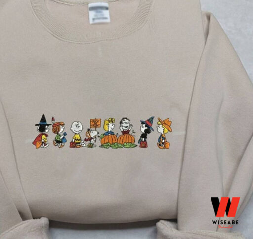 Embroidered Friends And Snoopy Dog Peanuts Halloween Sweatshirt, Halloween Snoopy Gift