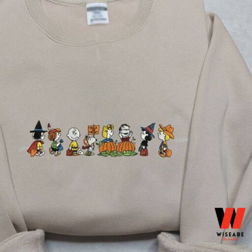 Embroidered Friends And Snoopy Dog Peanuts Halloween Sweatshirt, Halloween Snoopy Gift