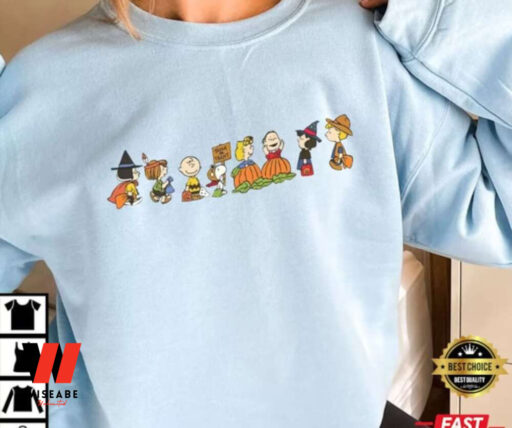 Embroidered Friends And Snoopy Dog Peanuts Halloween Sweatshirt, Halloween Snoopy Gift