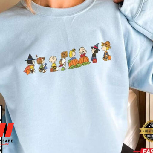 Embroidered Friends And Snoopy Dog Peanuts Halloween Sweatshirt, Halloween Snoopy Gift