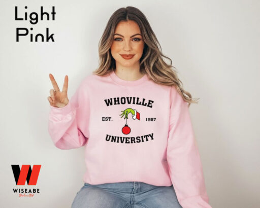 Grinch Christmas Whoville University Est 1957 Sweatshirt, Personalized Christmas Gift