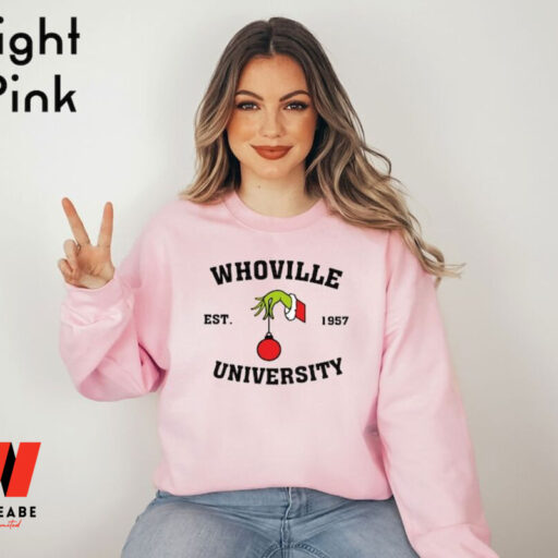 Grinch Christmas Whoville University Est 1957 Sweatshirt, Personalized Christmas Gift