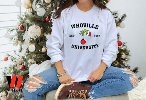 Grinch Christmas Whoville University Est 1957 Sweatshirt, Personalized Christmas Gift