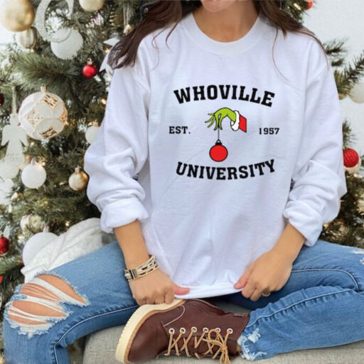 Grinch Christmas Whoville University Est 1957 Sweatshirt, Personalized Christmas Gift