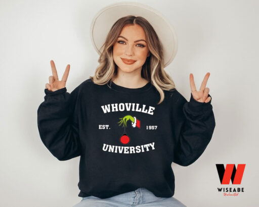 Grinch Christmas Whoville University Est 1957 Sweatshirt, Personalized Christmas Gift