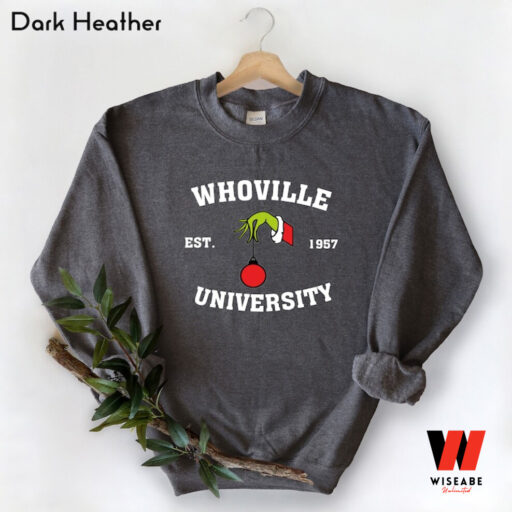 Grinch Christmas Whoville University Est 1957 Sweatshirt, Personalized Christmas Gift