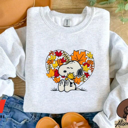 Halloween Pumpkin Snoopy Embroidered Sweatshirt, Halloween Cartoon Dog Embroidery, Halloween Gift