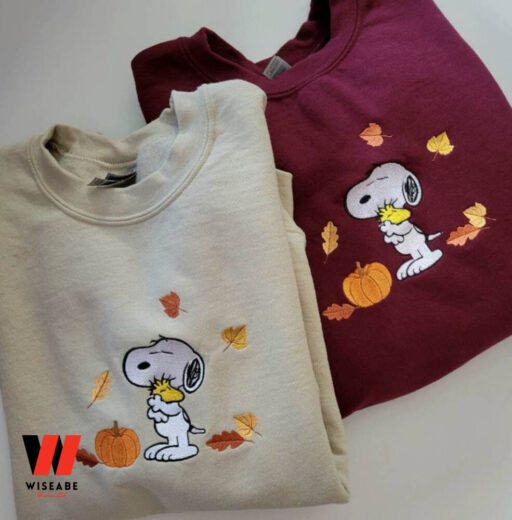 Halloween Pumpkin Snoopy Embroidered Sweatshirt, Halloween Embroidered Gift