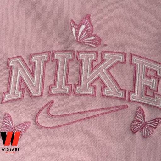 Nike Embroidered Sweatshirt, Nike Embroidered Crew Neck Birthday Gift, Butterfly Nike Embroidered Sweatshirt