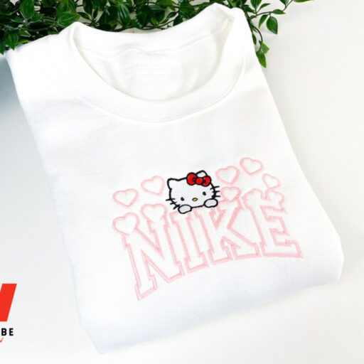 Nike Kitty Embroidered Sweatshirt, Nike Embroidered Sweatshirt, Cute Gift, Birthday Gift