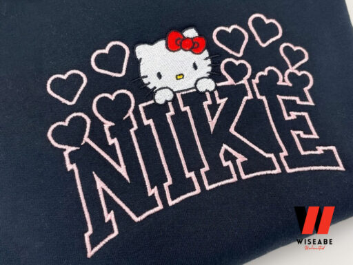 Nike Kitty Embroidered Sweatshirt, Nike Embroidered Sweatshirt, Cute Gift, Birthday Gift