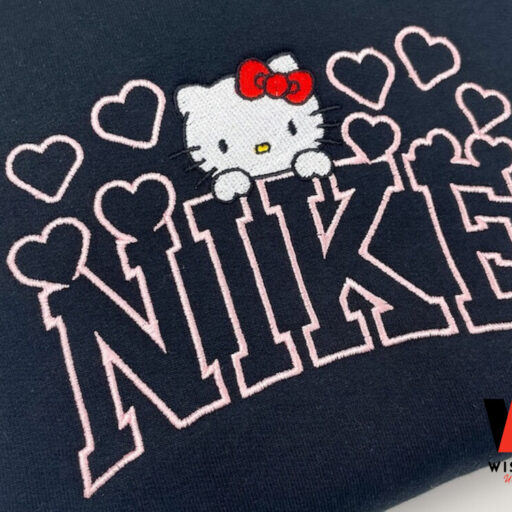 Nike Kitty Embroidered Sweatshirt, Nike Embroidered Sweatshirt, Cute Gift, Birthday Gift