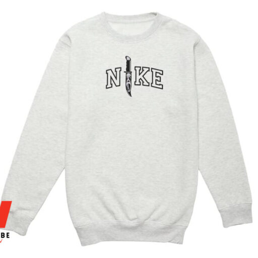 Nike Scream Ghostface Embroidered Sweatshirt, Scream Ghost, Horror Movie,Halloween Embroidered Sweatshirt, Halloween Gift