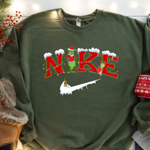 Nike X Grinch Snowman Christmas Sweatshirt, Xmas Grinchmas Sweatshirt