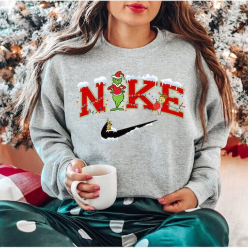 Nike X Grinch Snowman Christmas Sweatshirt, Xmas Grinchmas Sweatshirt