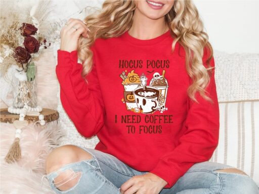 Hocus Pocus Coffee Sweatshirt, Halloween Coffee Sweatshirt, Halloween Gift