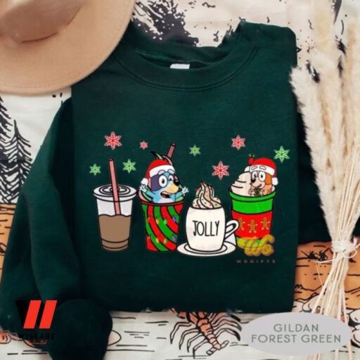 Bluey Bingo Coffee Latte Cup Christmas Sweatshirt