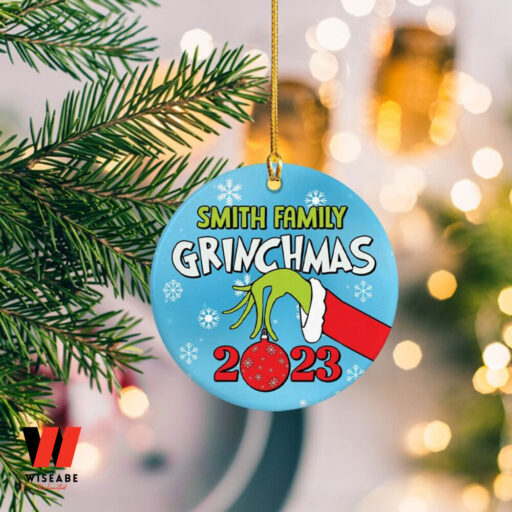 Christmas Family Grinch Hand Ceramic Ornament, Grinch Christmas Ornament