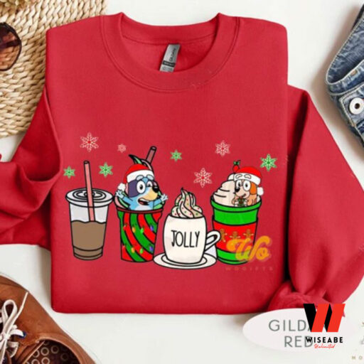 Bluey Bingo Coffee Latte Cup Christmas Sweatshirt