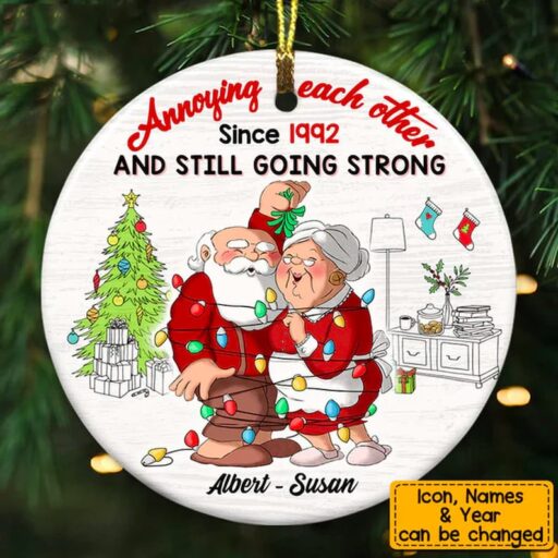 Personalized Couple Annoying Each Other Since Christmas Ornament, Santa Claus Couple Ornament