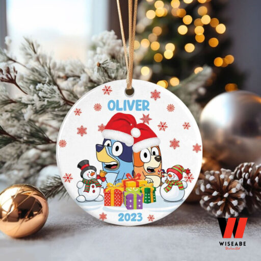 Family Bluey Christmas Ceramic Ornament 2023, Gift For Family Christmas