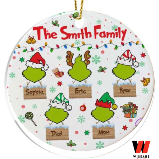 Family Grinch Christmas Ornament, Custom Family Ornament