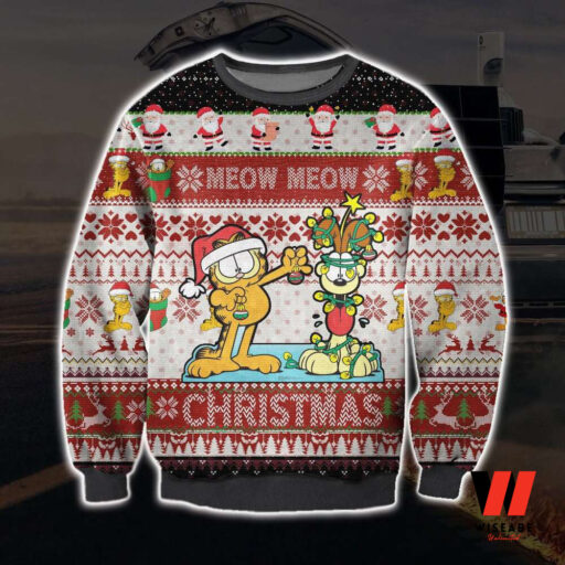 Garfield Cat Meow Ugly Christmas Sweater,  Ugly Christmas Gift