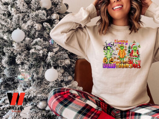 Grinch Happy Hallothankmas Holiday Sweatshirt