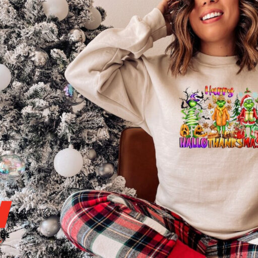 Grinch Happy Hallothankmas Holiday Sweatshirt