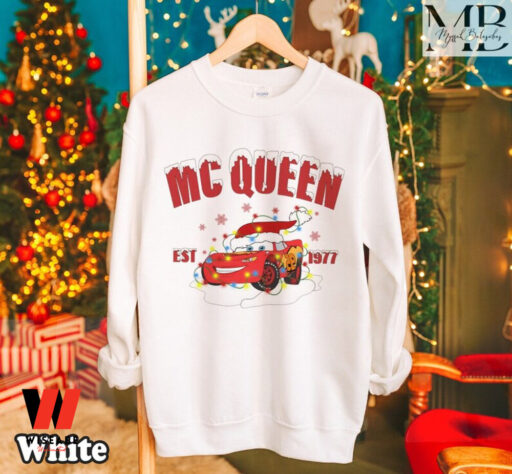 Lightning MC Queen Est 1977 Xmas Light Disney Car Christmas Shirt