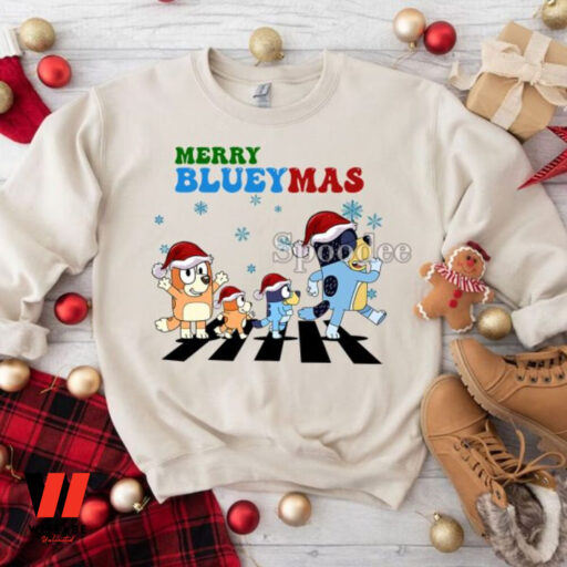 Merry Blueymas Sweatshirt, Bluey Family Christmas Sweatshirt