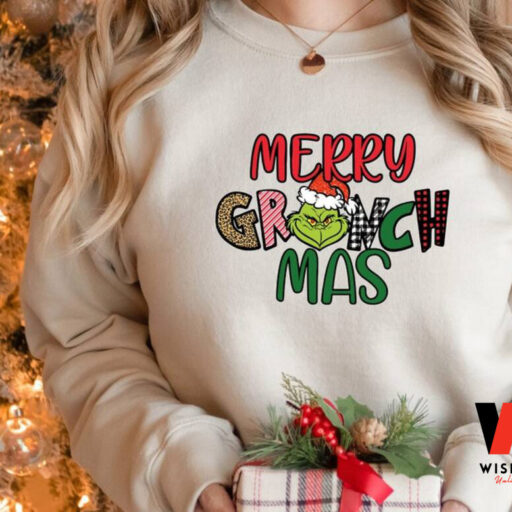 Merry Grinchmas Sweatshirt, Grinch Face Christmas Sweatshirt