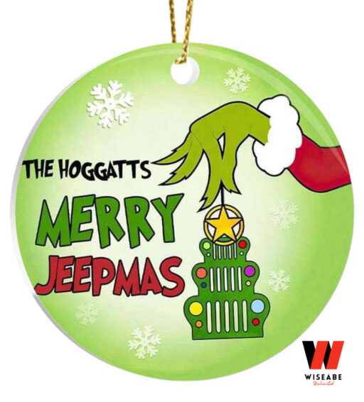 Merry Jeepmas With Grinch Hand Holding Ornament Family Christmas Tree