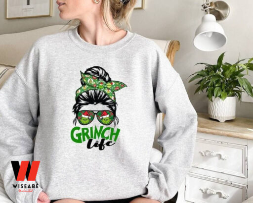 Messy Bun Grinch Life Sweatshirt, Christmas Gift