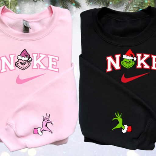 Mrs And Mr Grinch Christmas Nike Sweatshirt, Christmas Gift for Couple