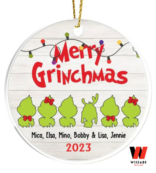 Personalized Grinch Family With Name Christmas Ceramic Ornament