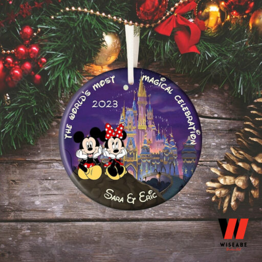 Personalized Mickey and Minnie Christmas Ornament, Couple Ornament